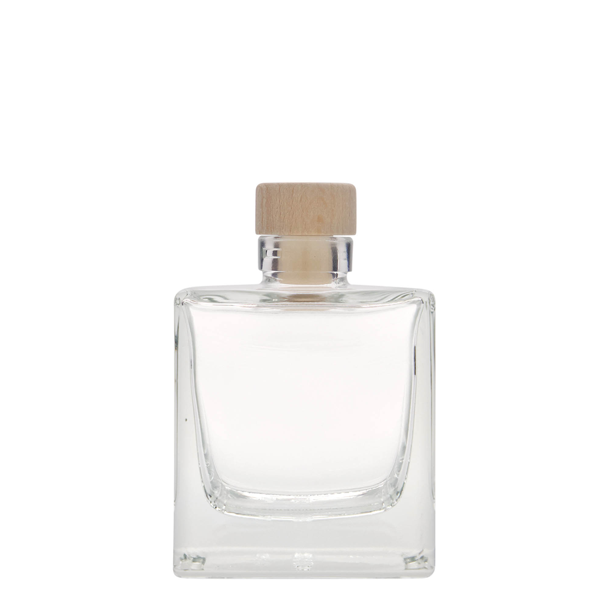 200 ml skleněná láhev „Cube“, čtvercová, hrdlo: korek
