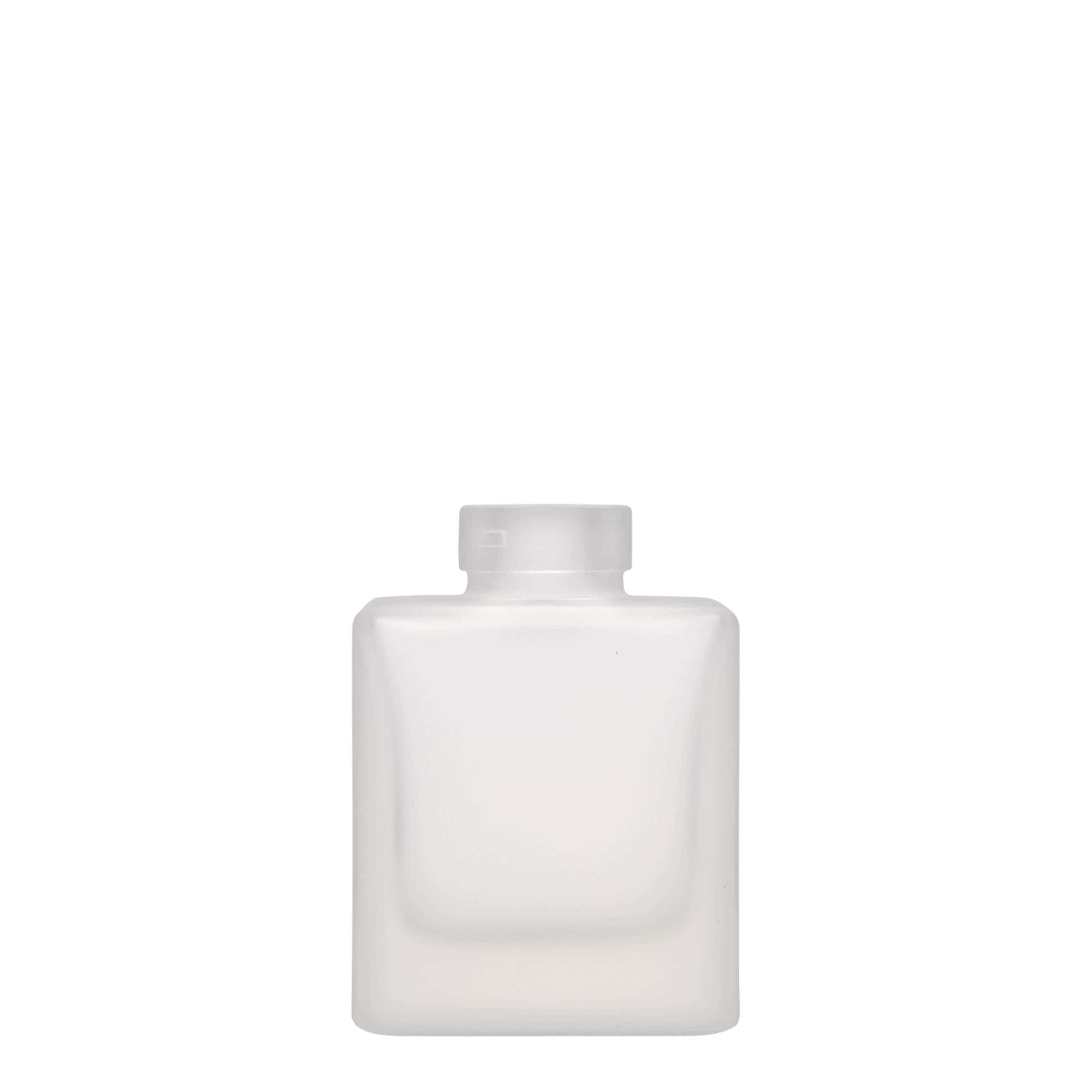100 ml skleněná lahvička 'Cube', čtvercová, matná, hrdlo: korek