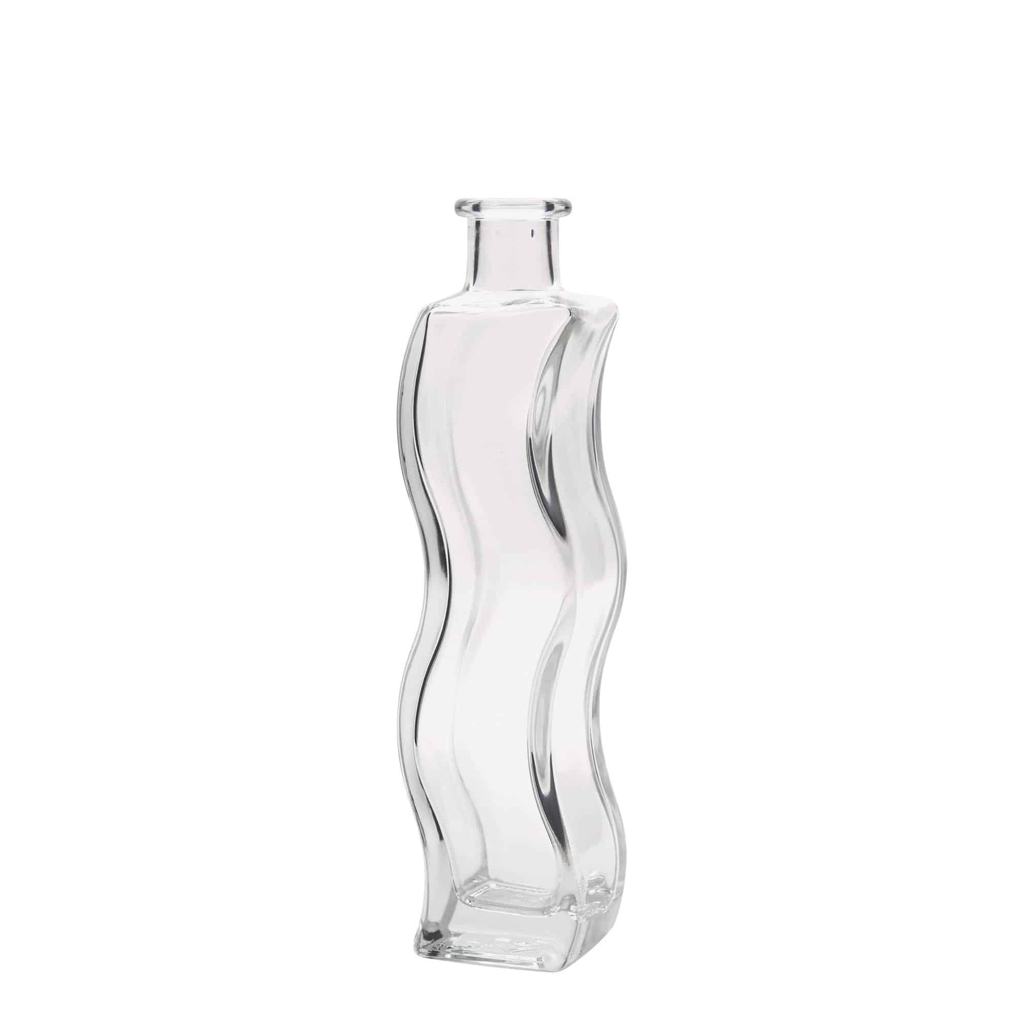 200 ml skleněná láhev 'Vlna', čtvercová, hrdlo: korek