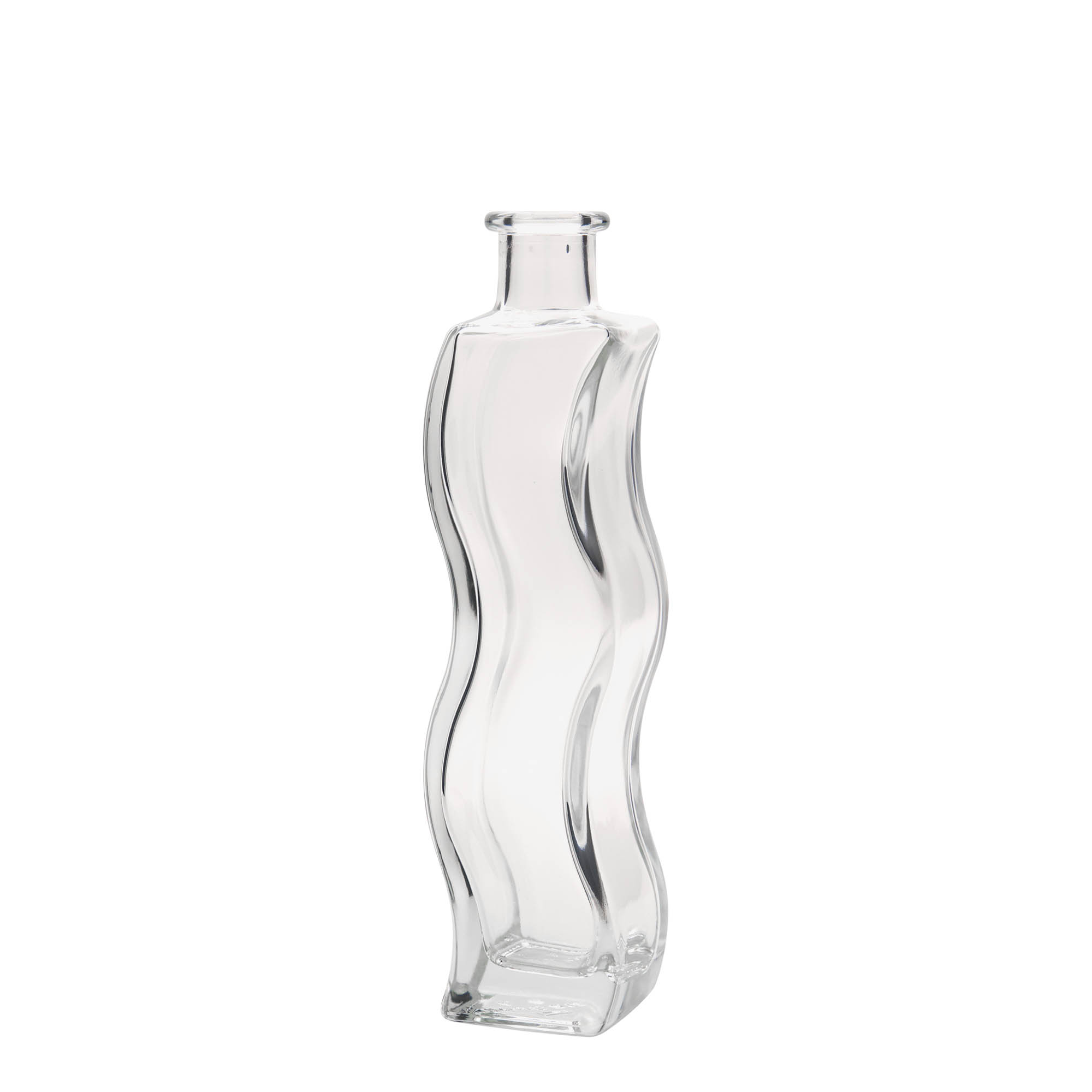 200 ml skleněná láhev 'Vlna', čtvercová, hrdlo: korek