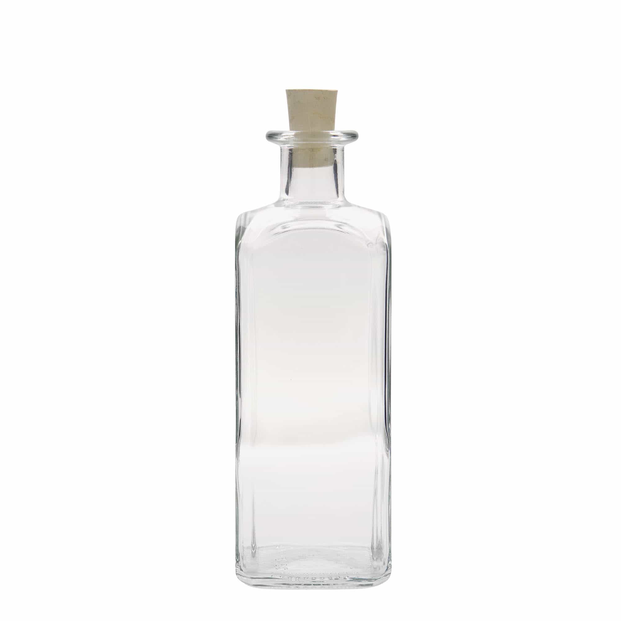 Skleněná lahev 500 ml lékárenská Carré, hranatá, uzávěr: korek