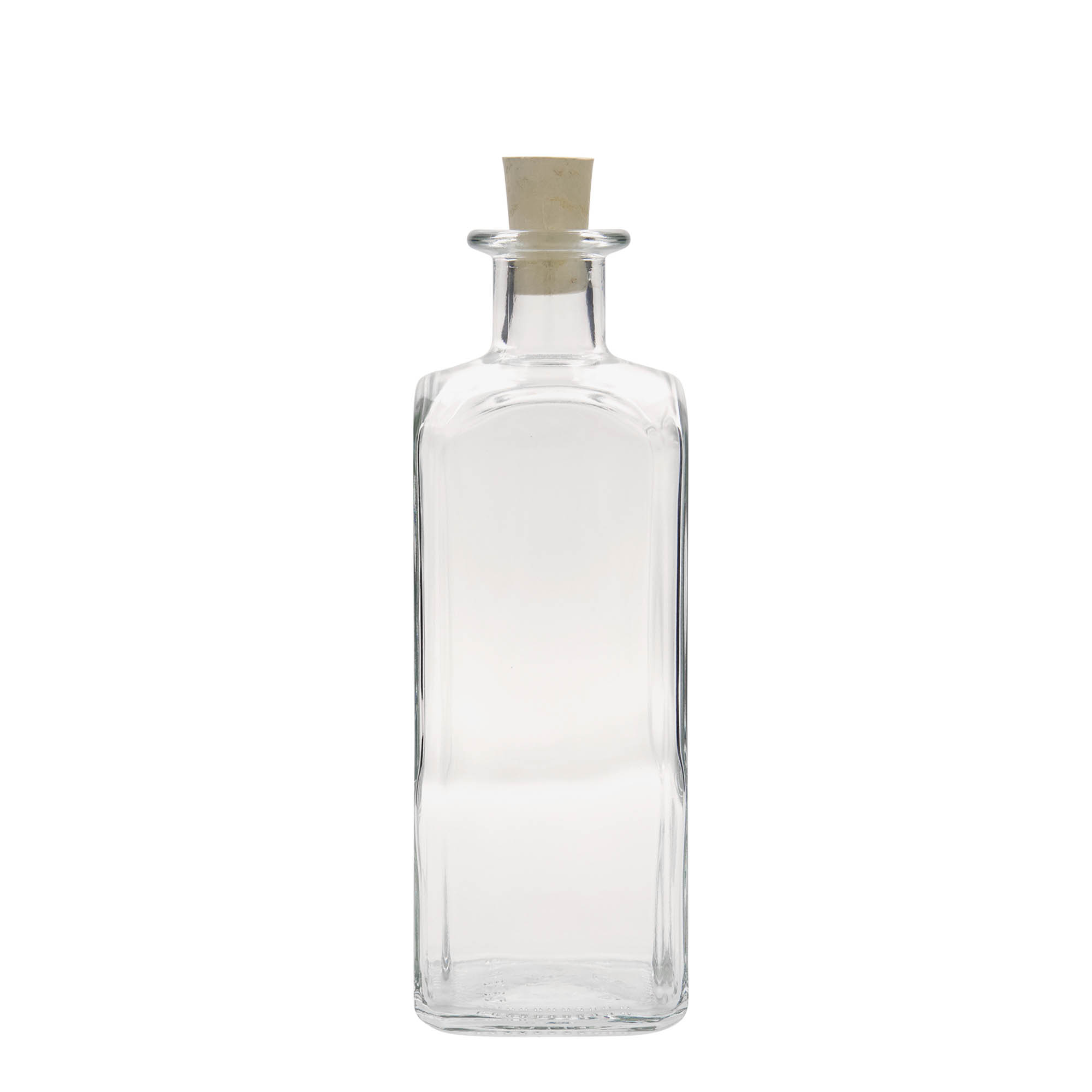 500 ml skleněná láhev Apotheker Carré, čtvercová, hrdlo: korek