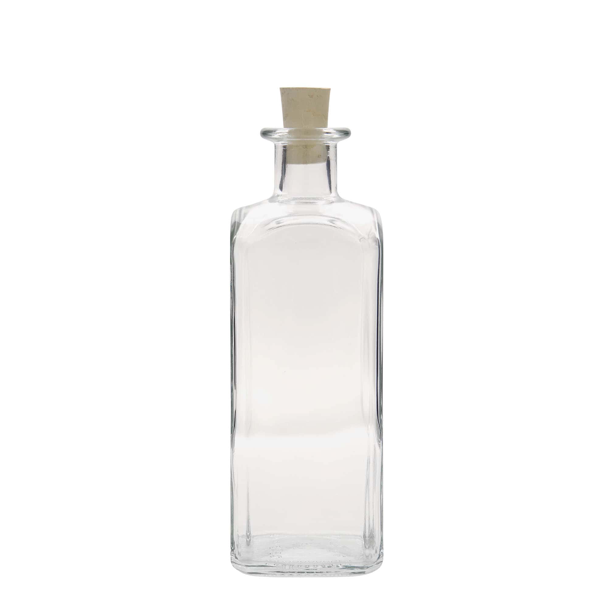 500 ml skleněná láhev Apotheker Carré, čtvercová, hrdlo: korek