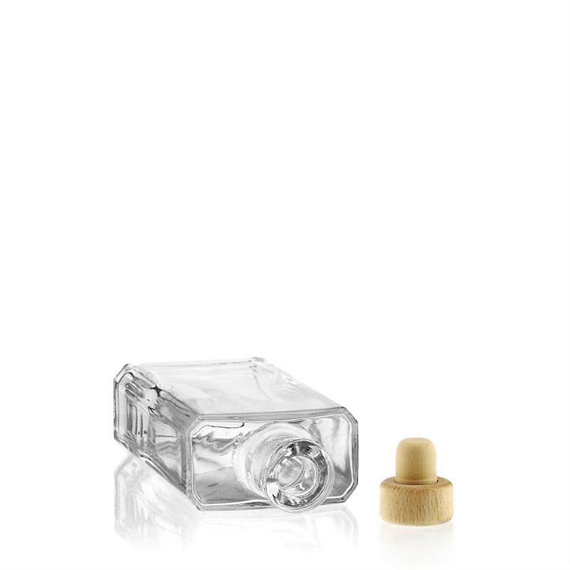 Skleněná lahev 200 ml 'Shiny', hranatá, uzávěr: korek