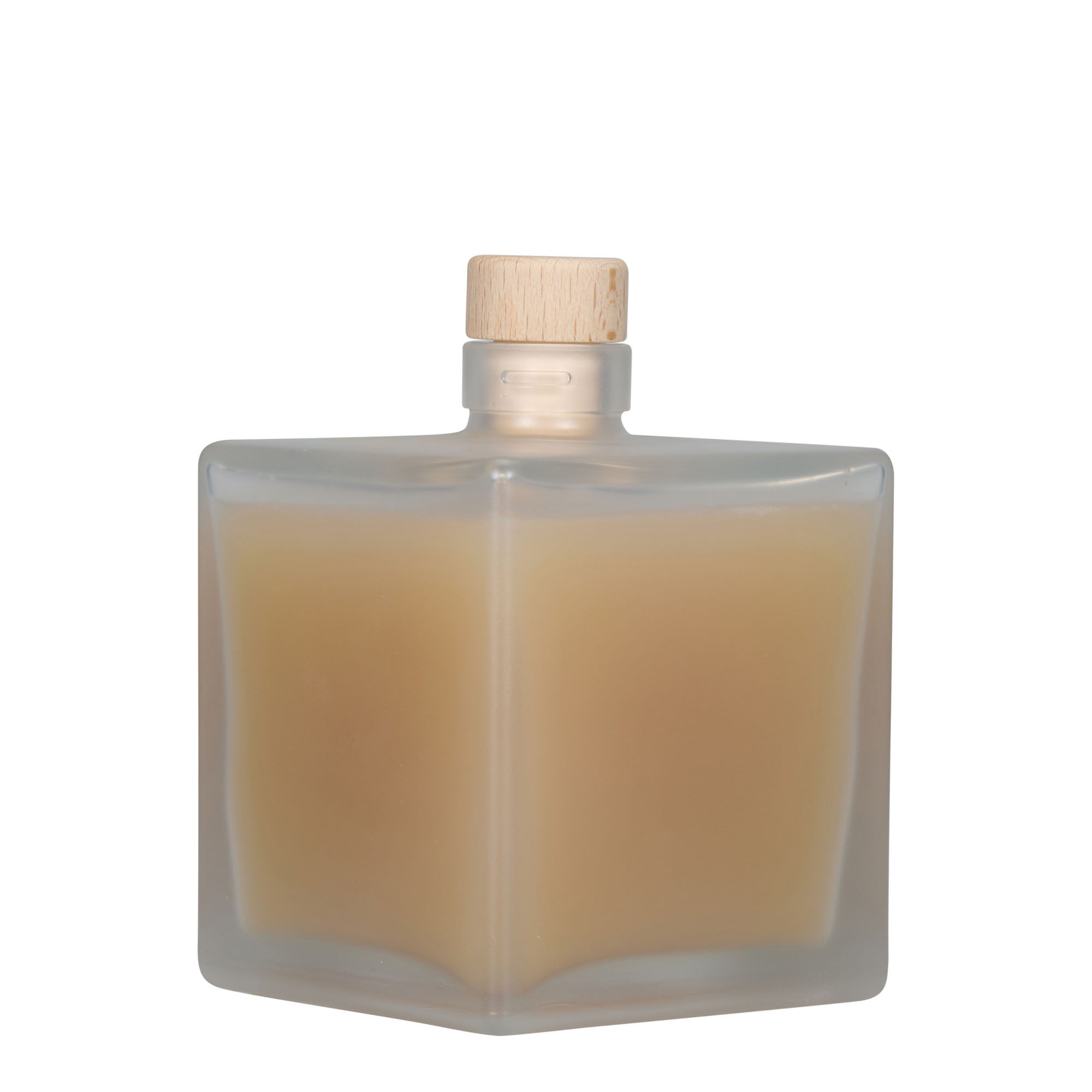 500 ml skleněná láhev 'Cube', čtvercová, matná, hrdlo: korek