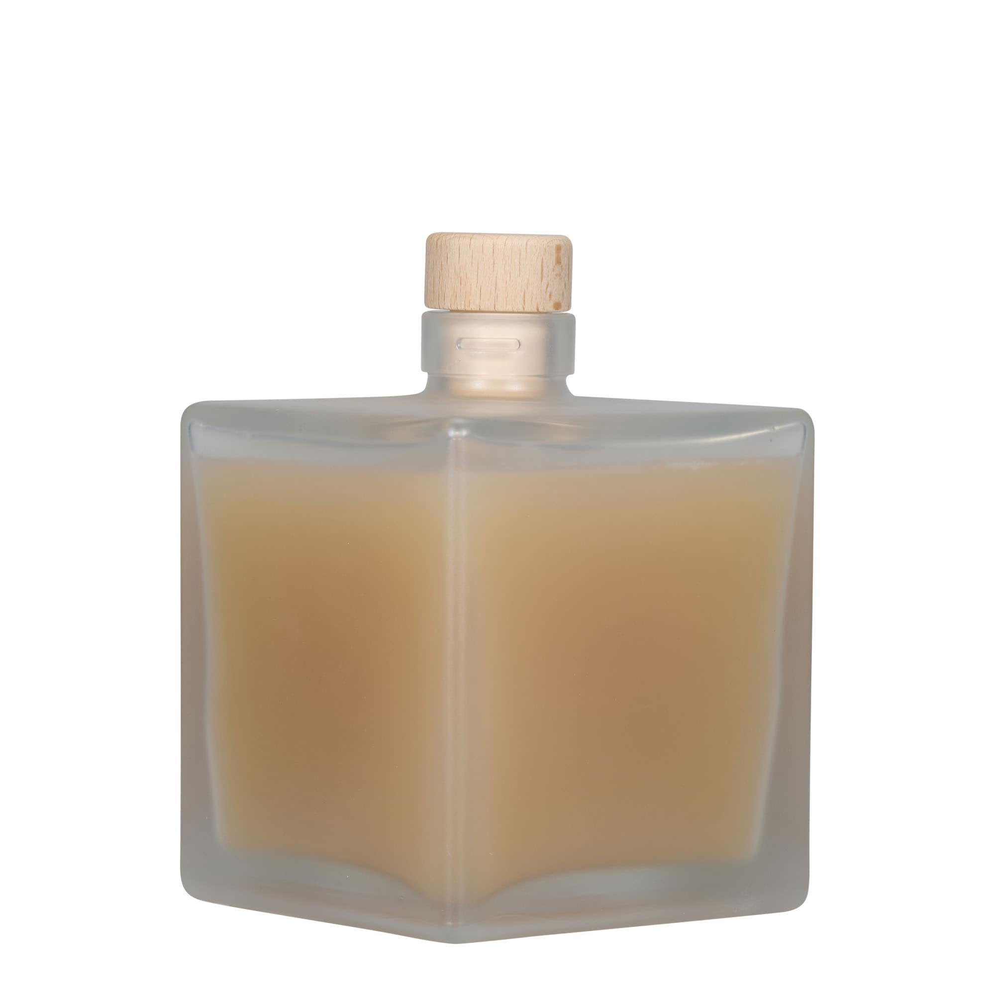 500 ml skleněná láhev 'Cube', čtvercová, matná, hrdlo: korek