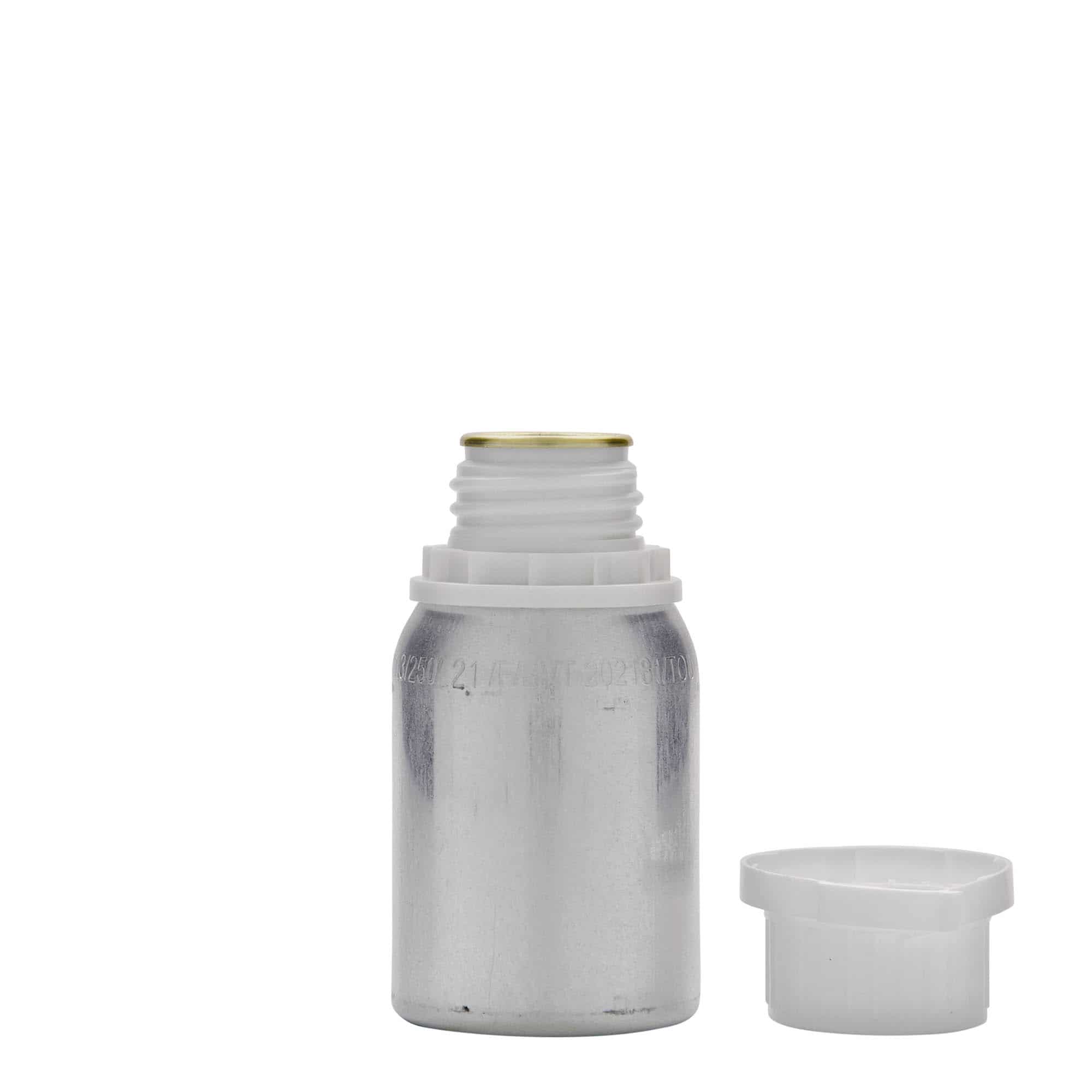 Hliníková lahev 125 ml, kov, stříbrná, ústí: DIN 32 Hliníková lahev 125 ml, kov, stříbrná, ústí: DIN 32