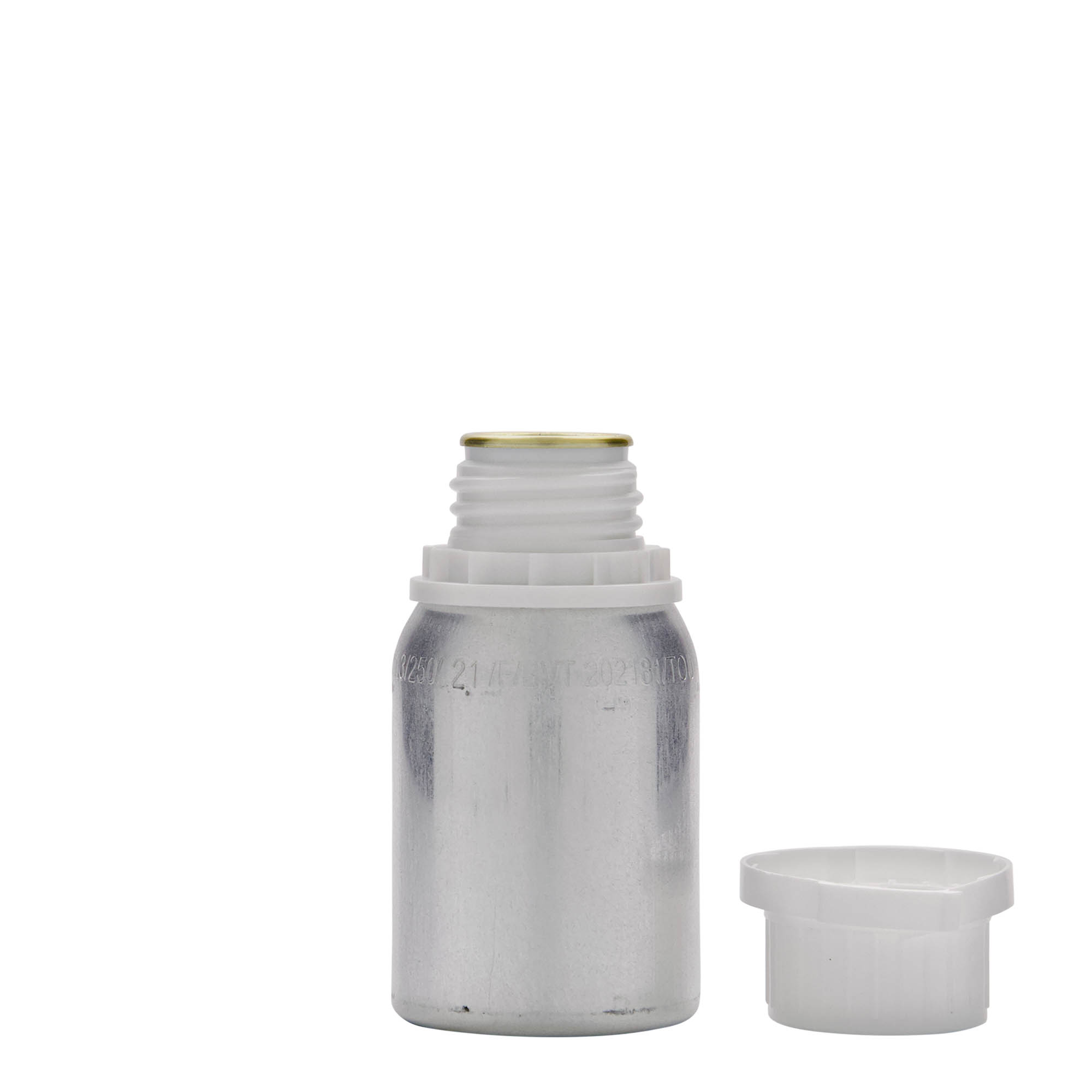 125 ml hliníková láhev, kov, stříbrná, hrdlo: DIN 32