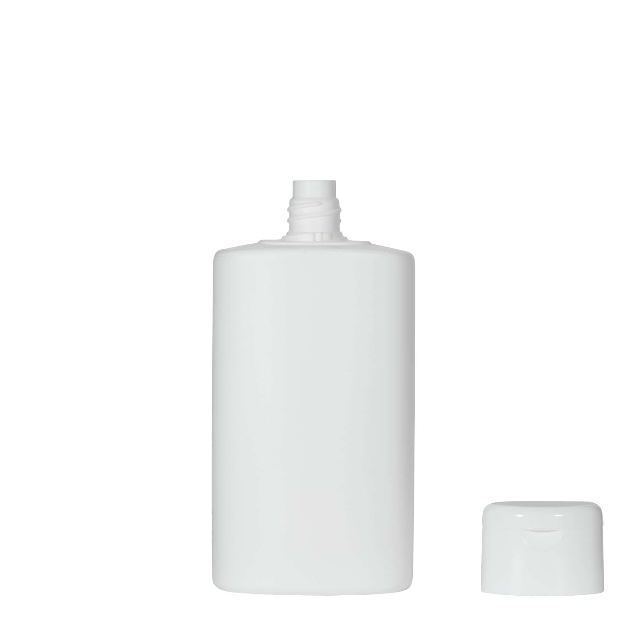 Plastová lahev 250 ml 'Indy', oválná, HDPE, bílá, uzávěr: šroubovací uzávěr