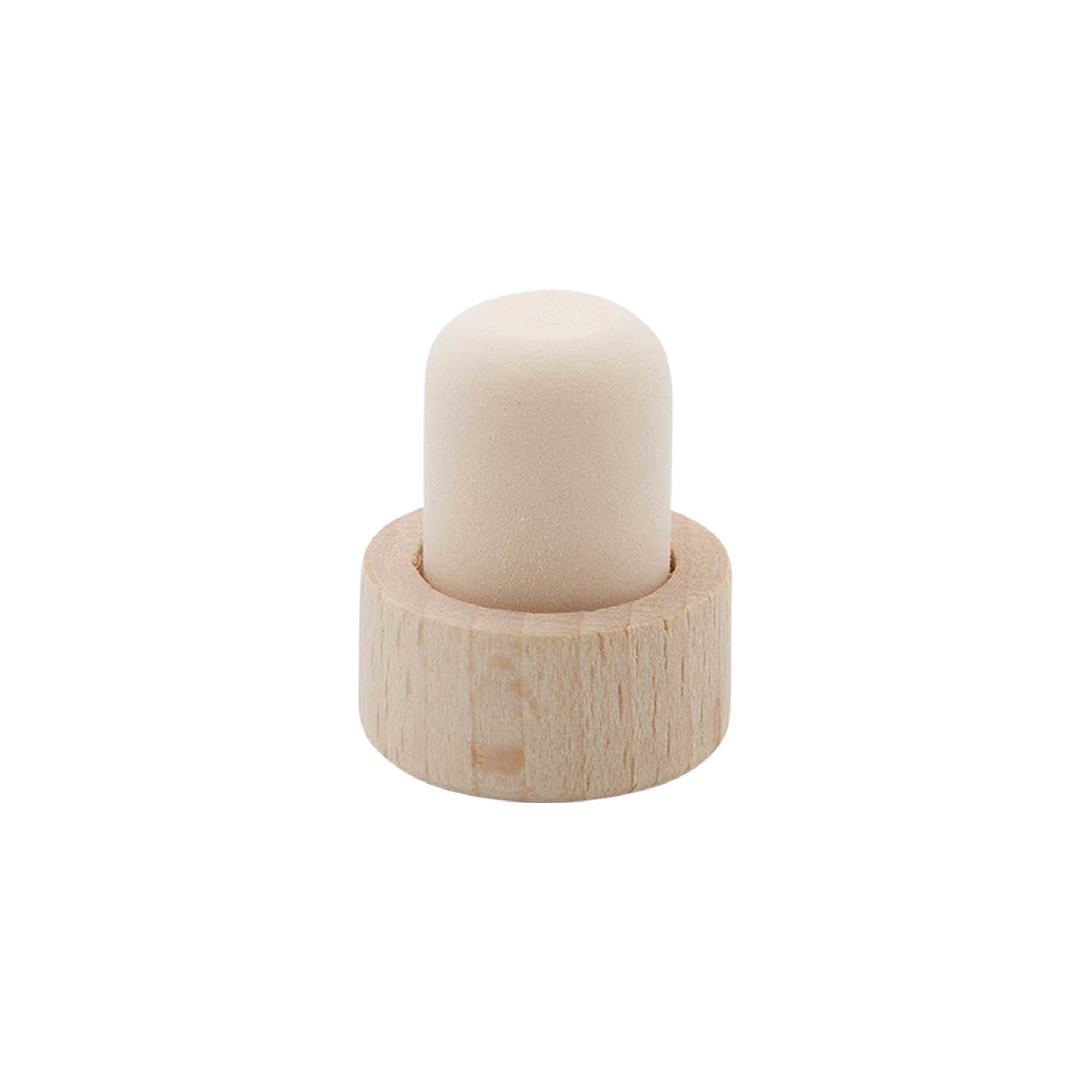 Zátka s úchopem 19 mm, dřevo/plast, pro hrdlo: korek Zátka s úchopem 19 mm, dřevo/plast, pro hrdlo: korek