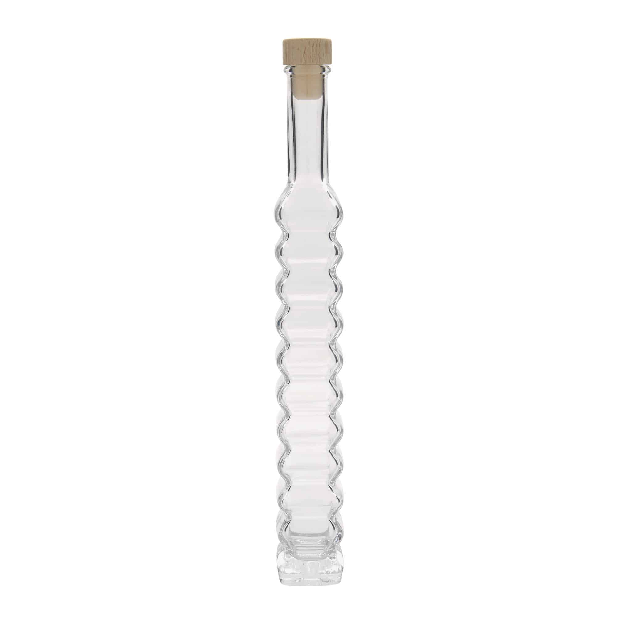 Skleněná lahev 200 ml , 'Řím', čtvercová, uzávěr: korek