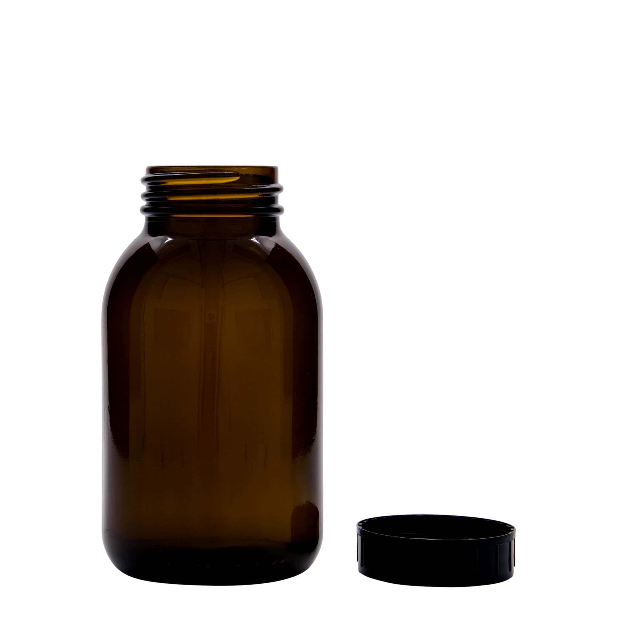 Sklenice s širokým hrdlem 500 ml, hnědá, uzávěr: DIN 55