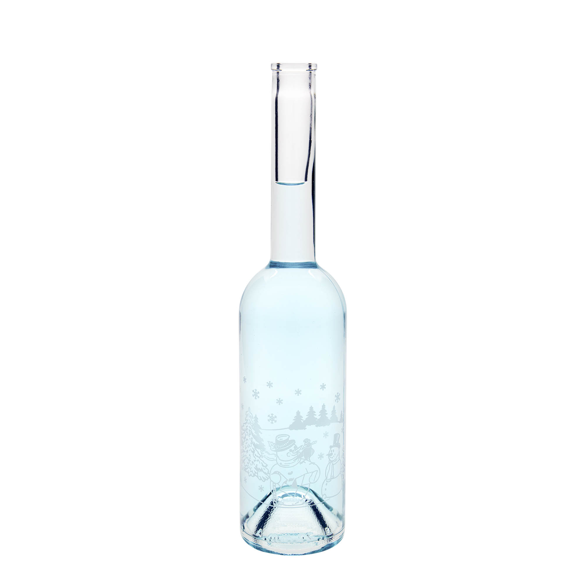 500 ml skleněná láhev 'Opera', motiv: láhev sněhuláka, hrdlo: korek