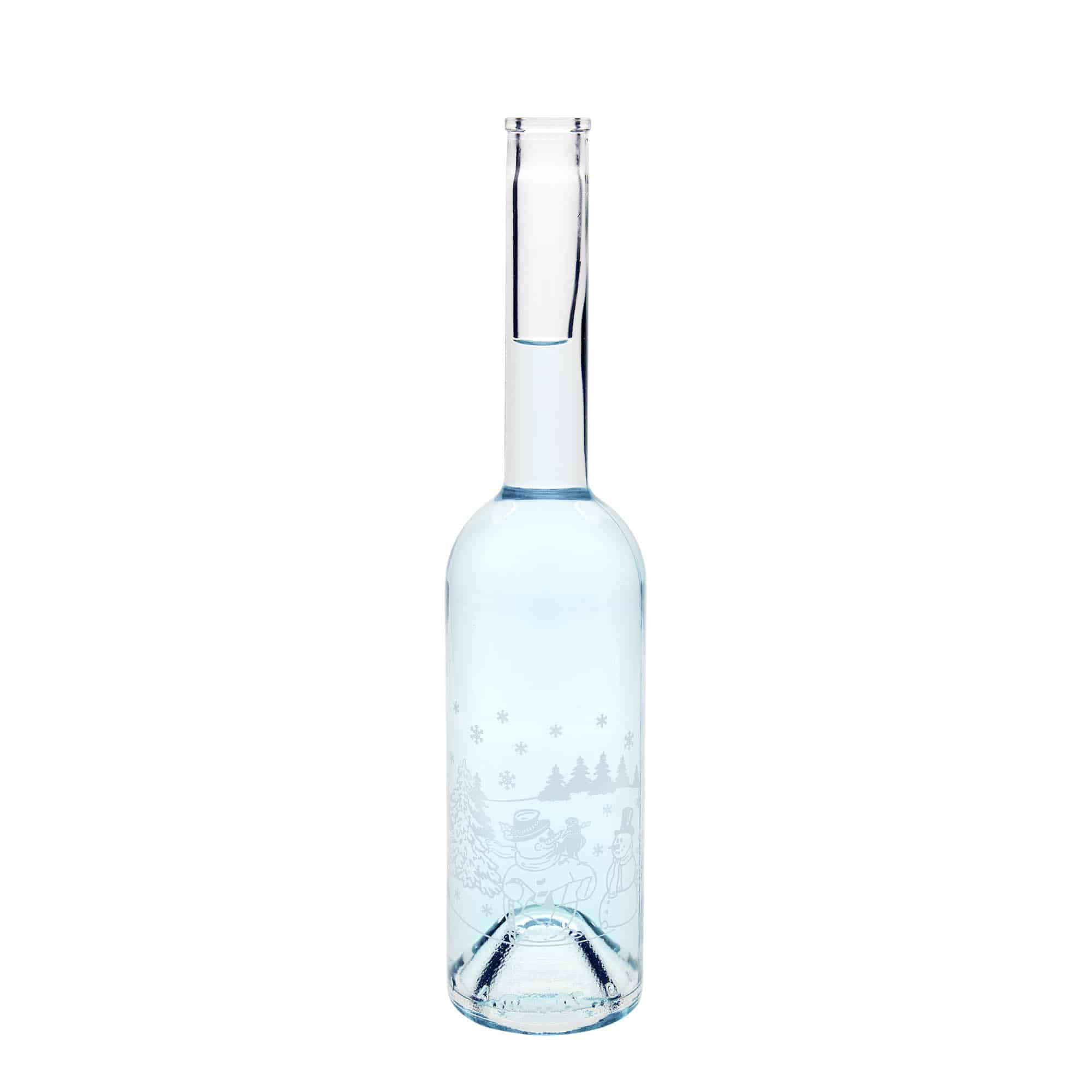 500 ml skleněná láhev 'Opera', motiv: láhev sněhuláka, hrdlo: korek