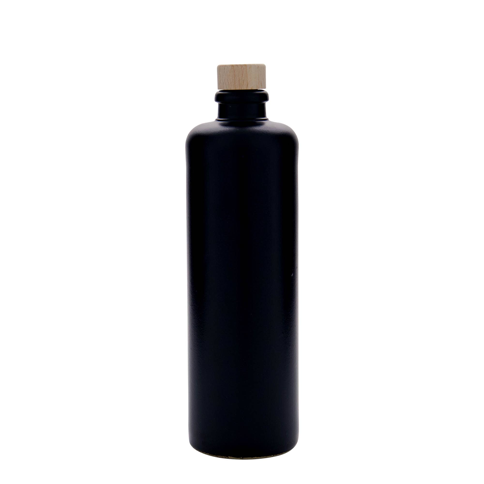 Hliněný džbán 500 ml, keramika, černý, uzávěr: korek